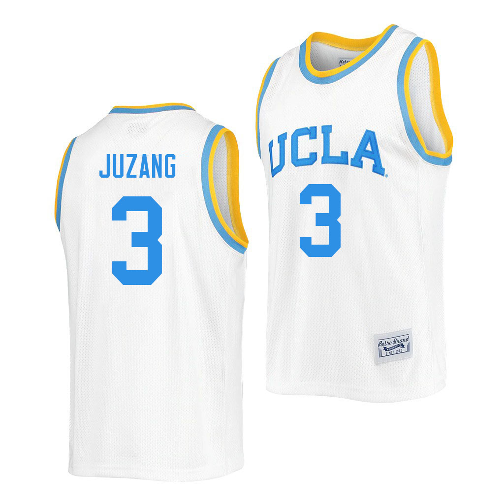 Men #3 Johnny Juzang UCLA Bruins College Jerseys Sale-Retro White